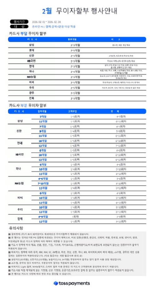 무이자 할부 안내